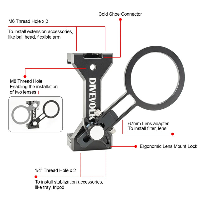 Expansion Clamp with 67mm Lens Adapter for SeaTouch 6 Pro