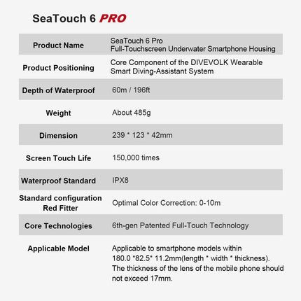 SeaTouch 6 Pro Underwater Smarphone Housing-Black